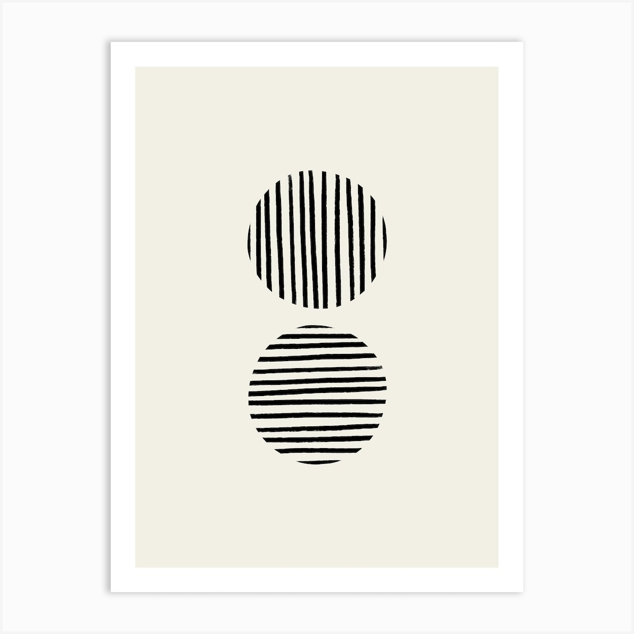 Striped Circles Black Art Print by Bohomadic Studio - Fy