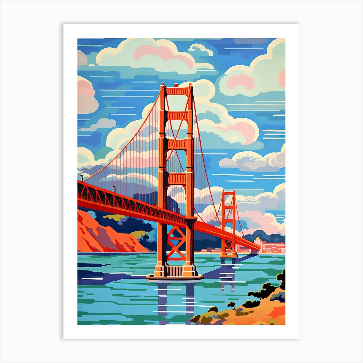 Golden Gate Bridge San Francisco Colourful 7 Art Print by Travel Poster ...