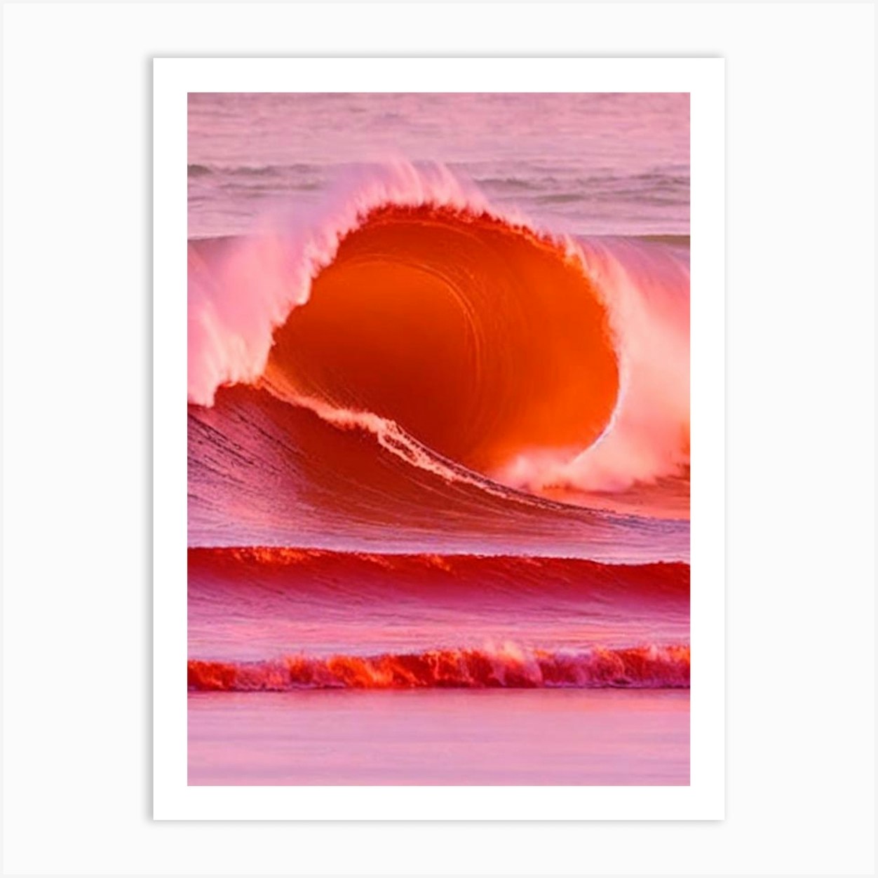 Fistral Beach, Cornwall Pink Beach Art Print by Sand & Surf Prints Fy