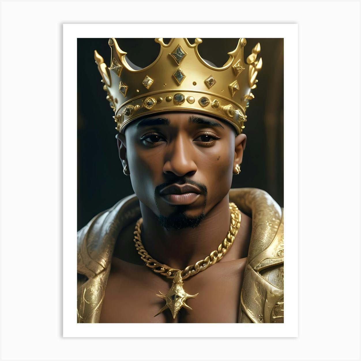 King 2Pac Tupac Shakur With Crown HipHop Fan Art Poster 1 Art Print By ...