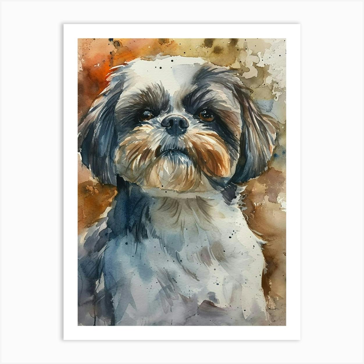 Watercolor shih sale tzu