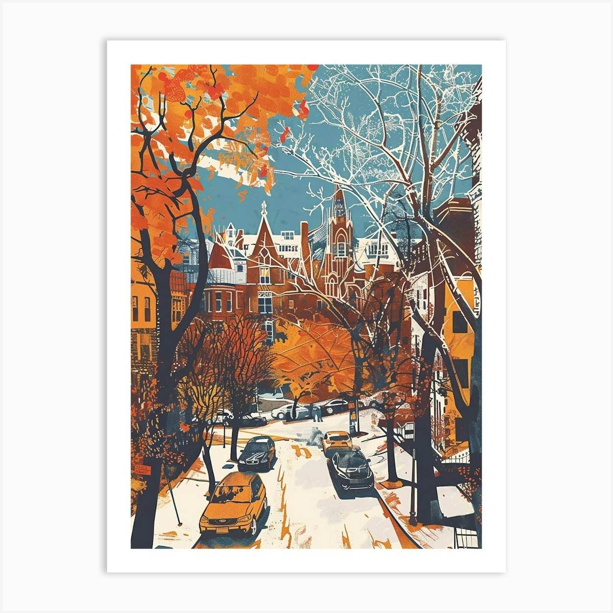 Fordham New York Colourful Silkscreen Illustration 3 Art Print by ...