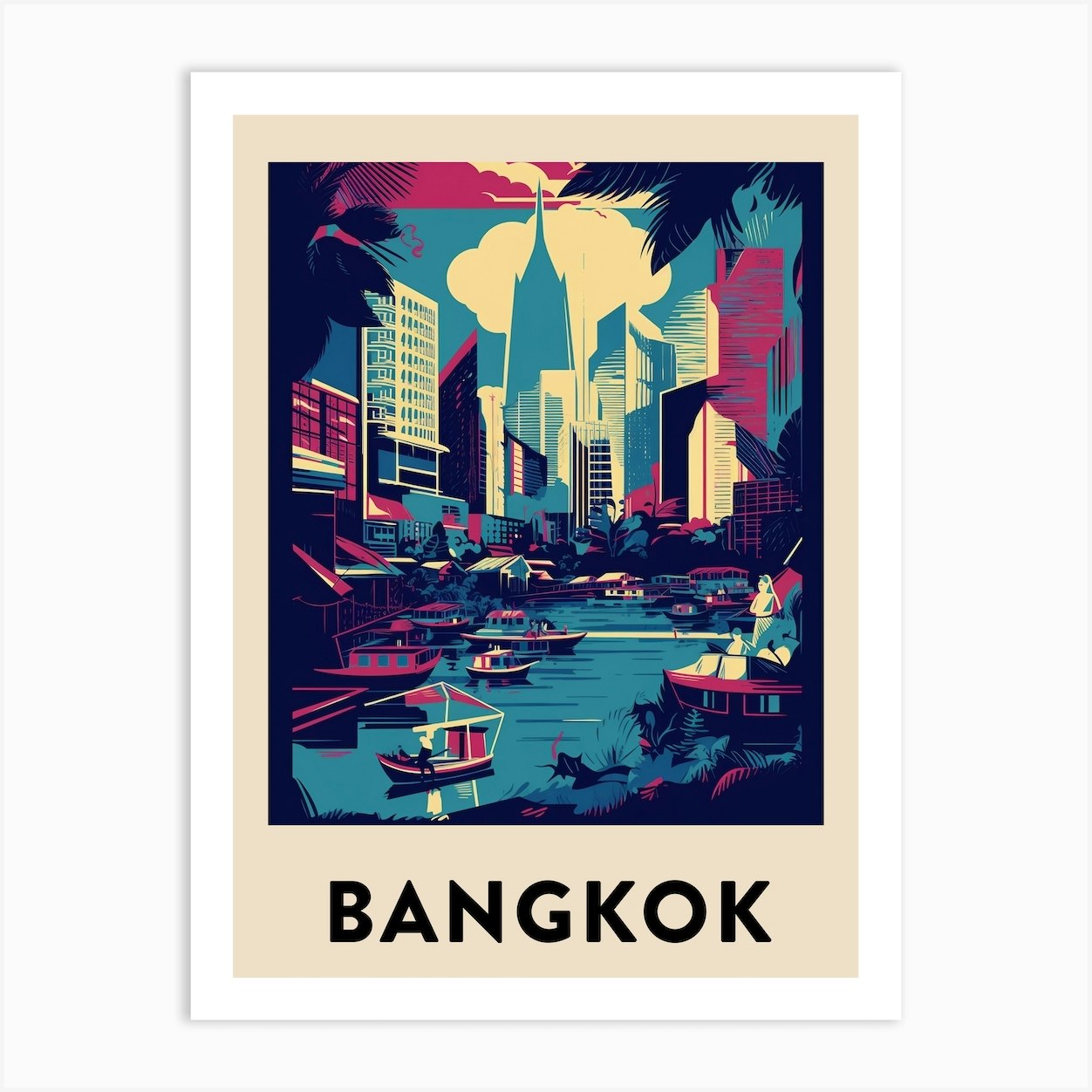 Bangkok 5 Art Print by Travel Poster Collection Fy