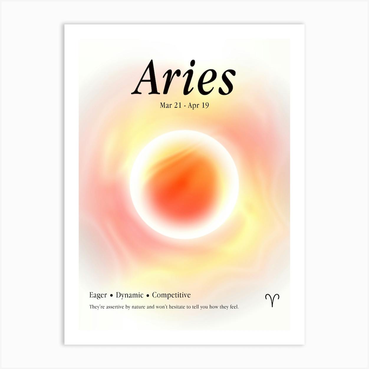 Aries Fire Color Aura Zodiac Sign Design Art Print by tartagain Fy