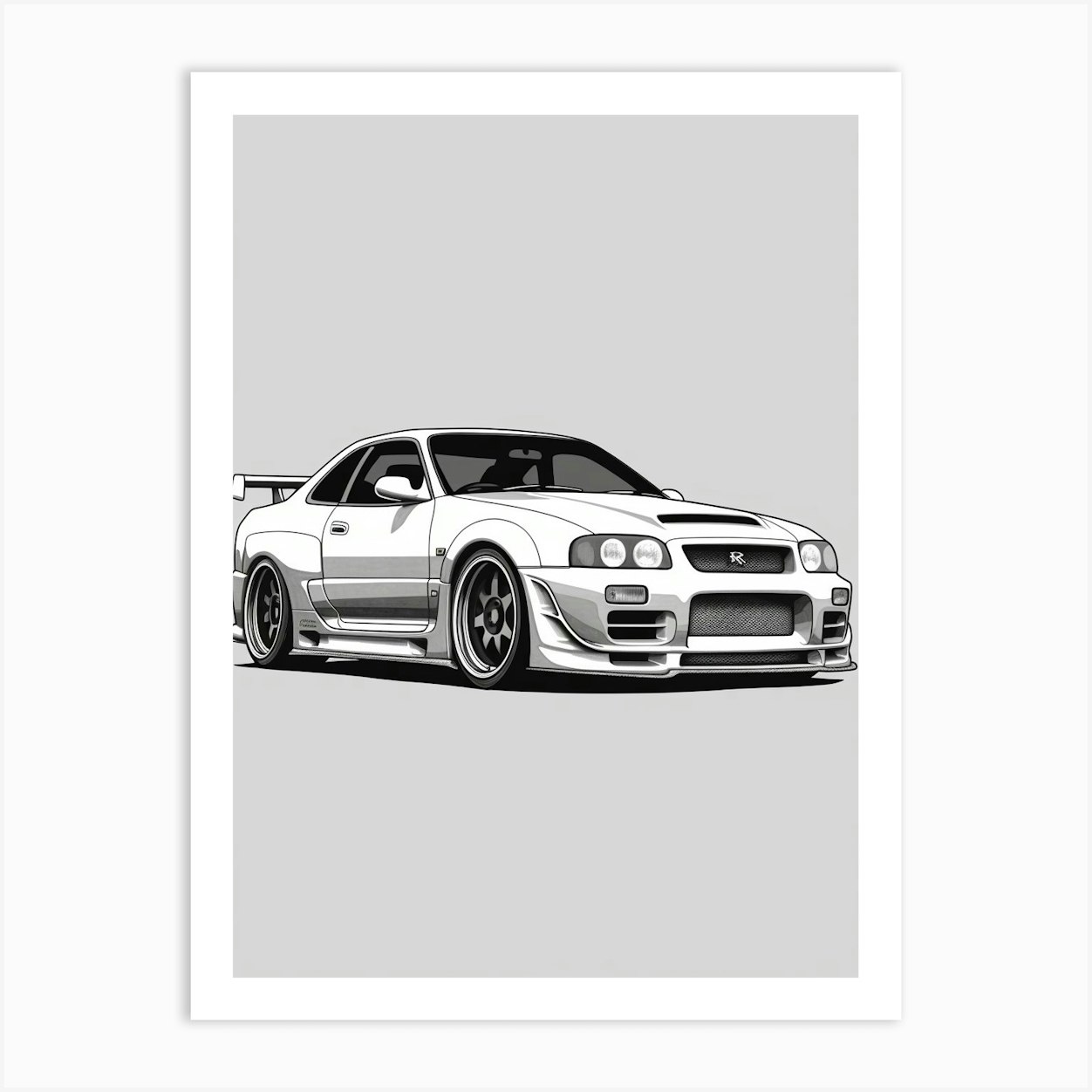 Nissan Gtr Line Drawing 12 Art Print by RetroRides Gallery - Fy