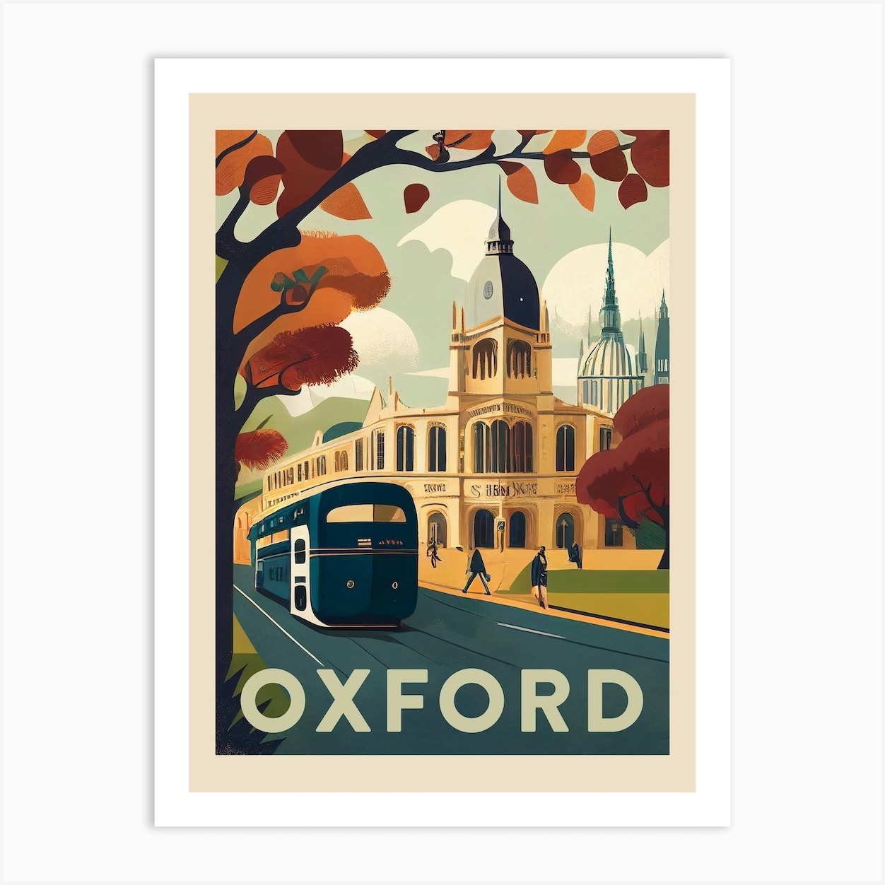Oxford Vintage Travel Poster Art Print by Travel Poster Collection Fy