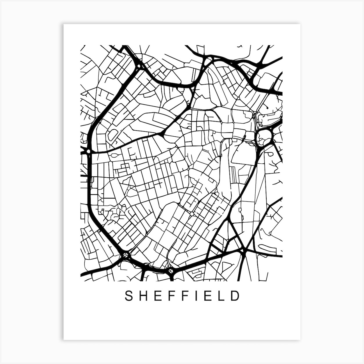 Sheffield Map Art Print by Pixy Paper - Fy