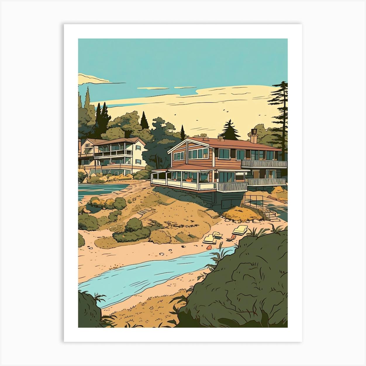 Santa Cruz California United States Travel Illustration 4 Art