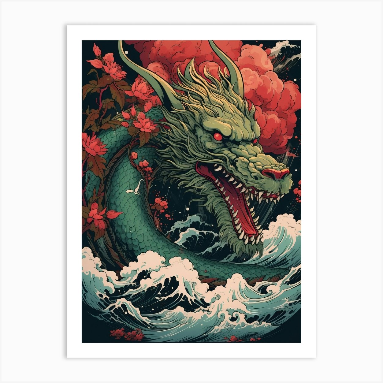 Dragon Animal Drawing In The Style Of Ukiyo E 4 Art Print by Ukiyo-e ...