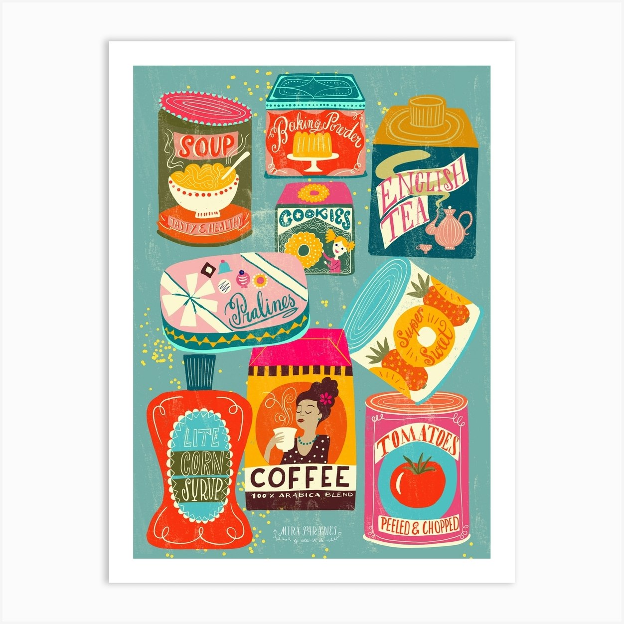 Colorful Pantry 1 Turquoise Art Print by Mira Paradies - Fy