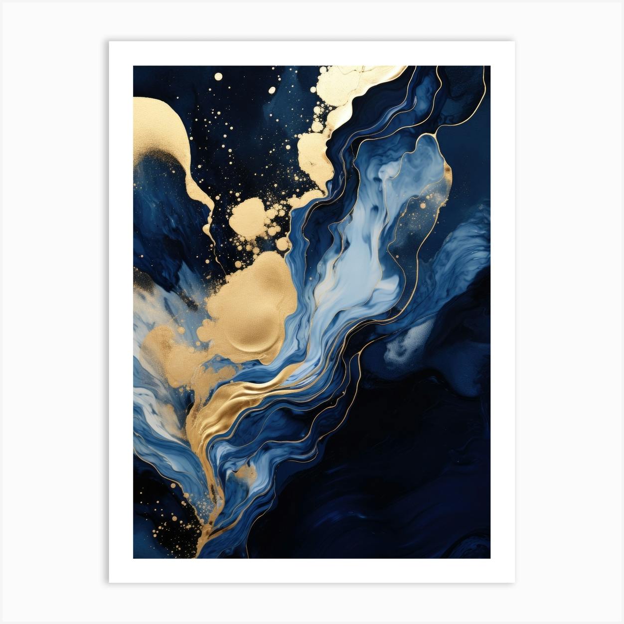 Blue Gold & top White Abstract Painting