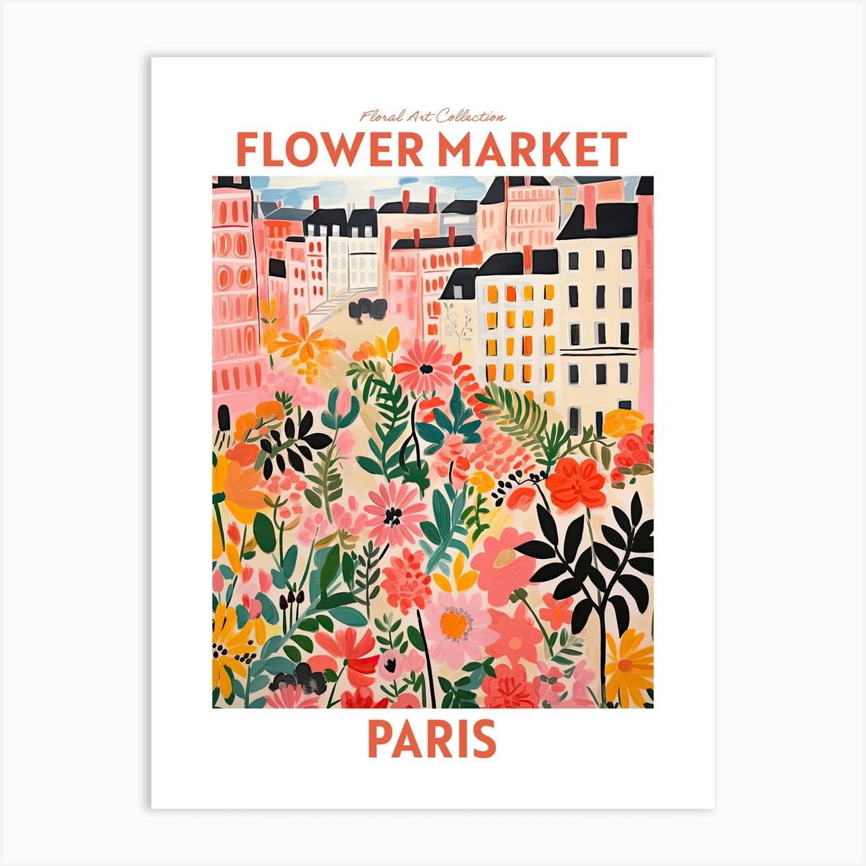 Paris France Flower Market Floral Art Print Travel Print Plant Art ...