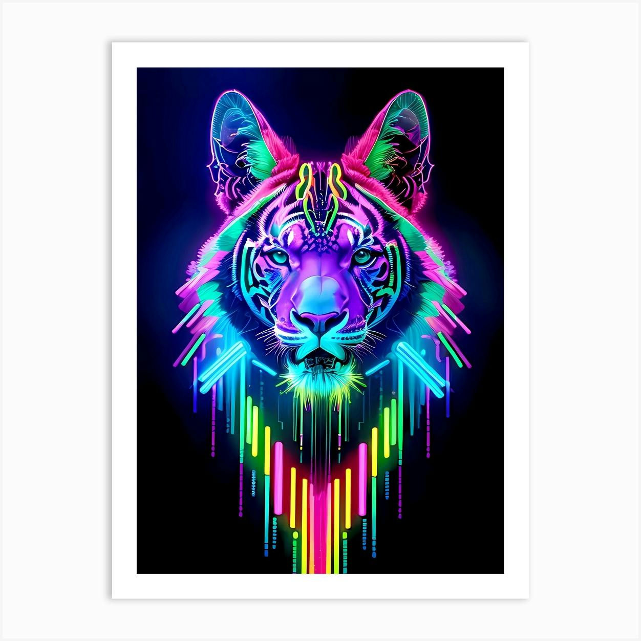 Neon Tiger 2 Art Print by frankfurterART - Fy