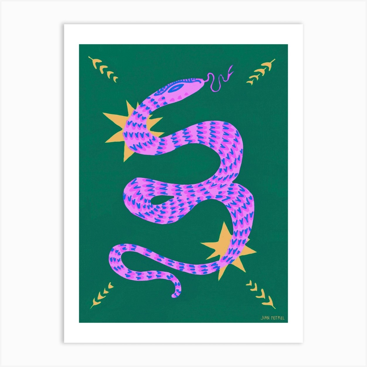 Purple Snake And Stars Art Print by Tribu - Fy