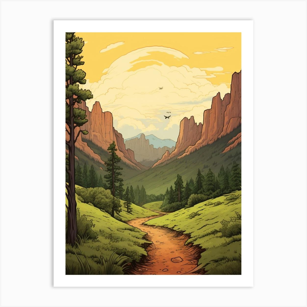 The Colorado Trail Usa 1 Vintage Travel Illustration Art Print by