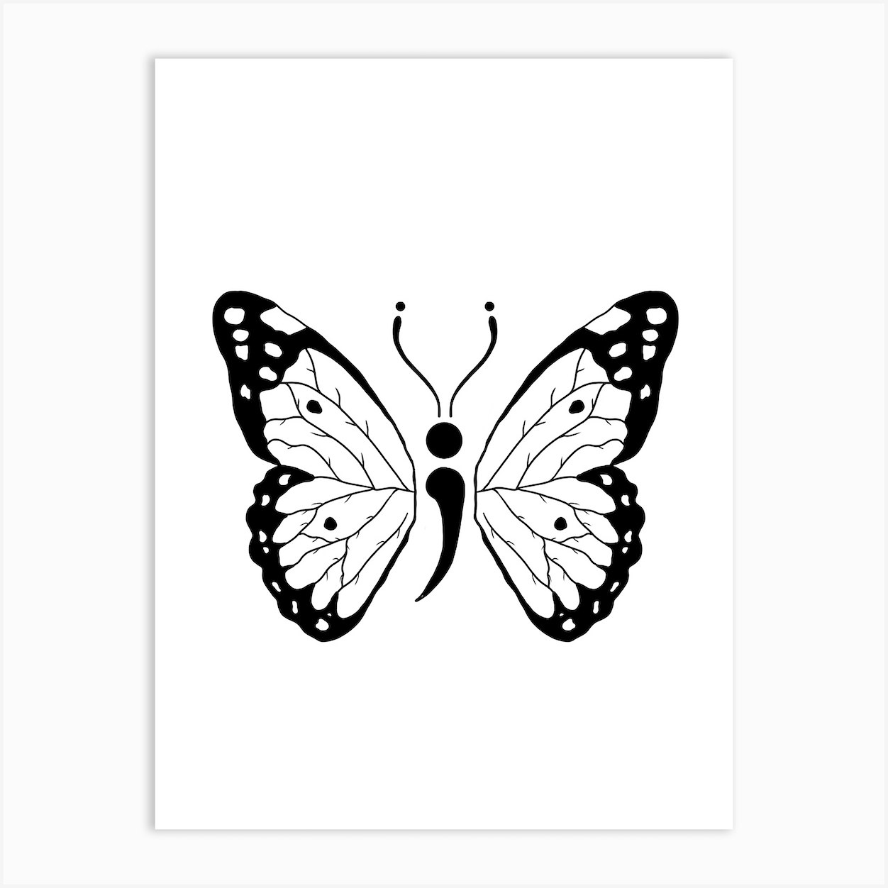 Butterfly Semicolon Art Print By Jduke Illustrations - Fy