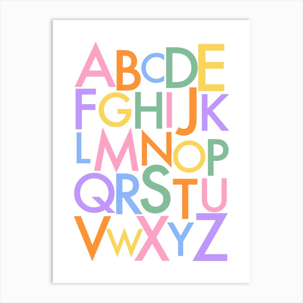 Alphabet Lettering Pastel ABC Art Print by OneThreeSix - Fy