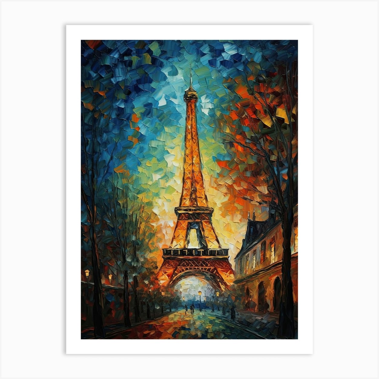 Eiffel Tower Paris Van Gogh Style 4 Art Print by Fusion Designs - Fy