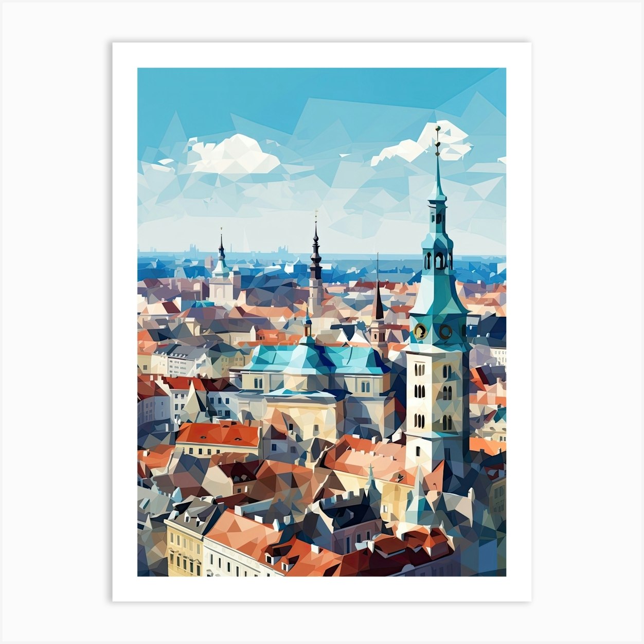 Kraków, Poland, Geometric Illustration 3 Art Print by Geometric Wonders ...