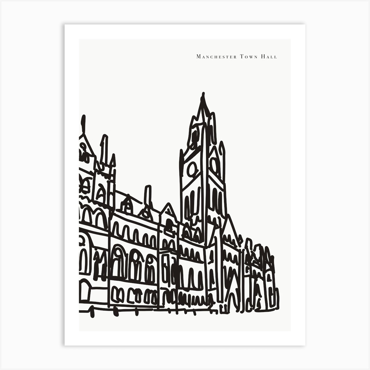 Manchester Town Halll Art Print by Natalie Cass Art Fy