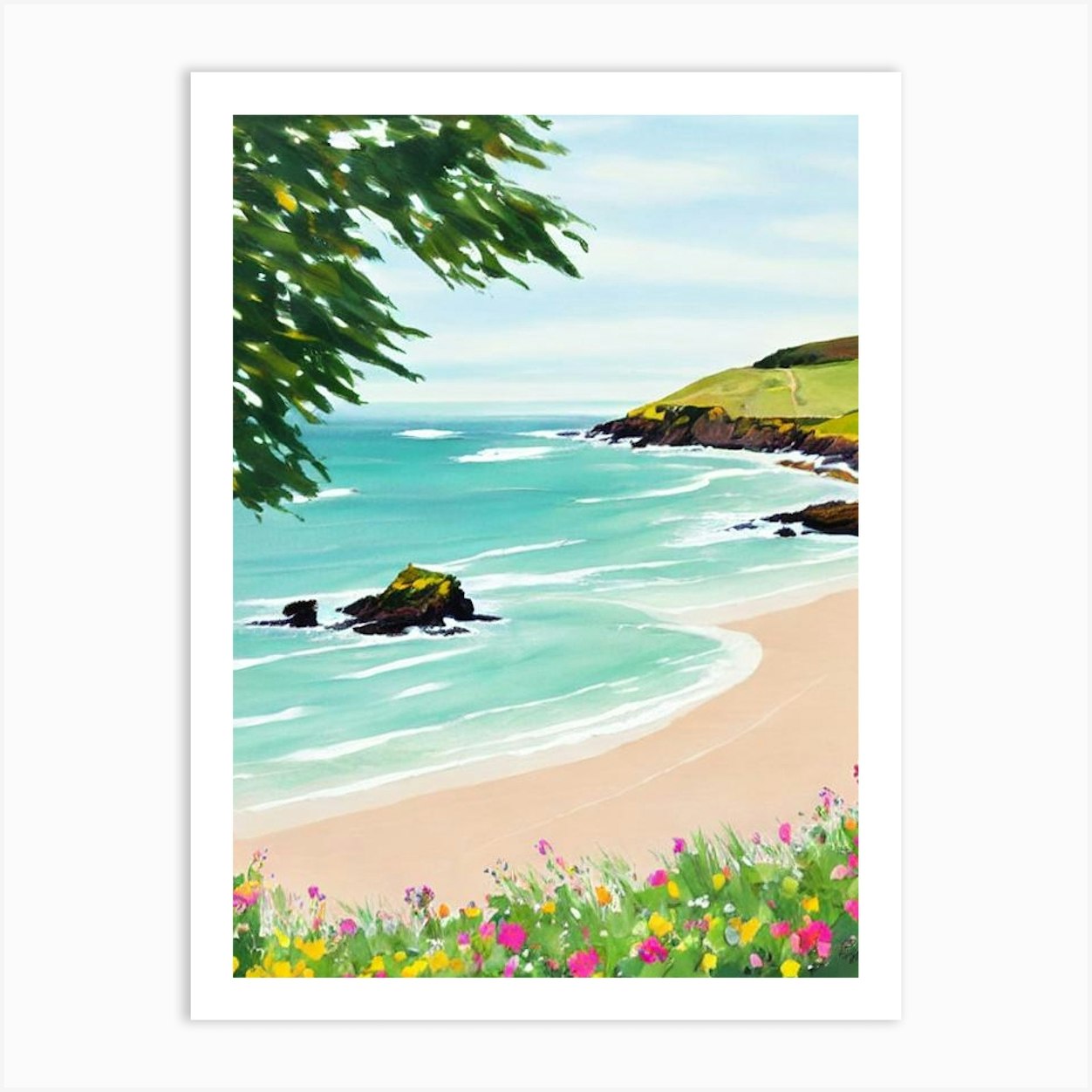 Porthmeor Beach, Cornwall Contemporary Illustration 3 Art Print by Sand ...