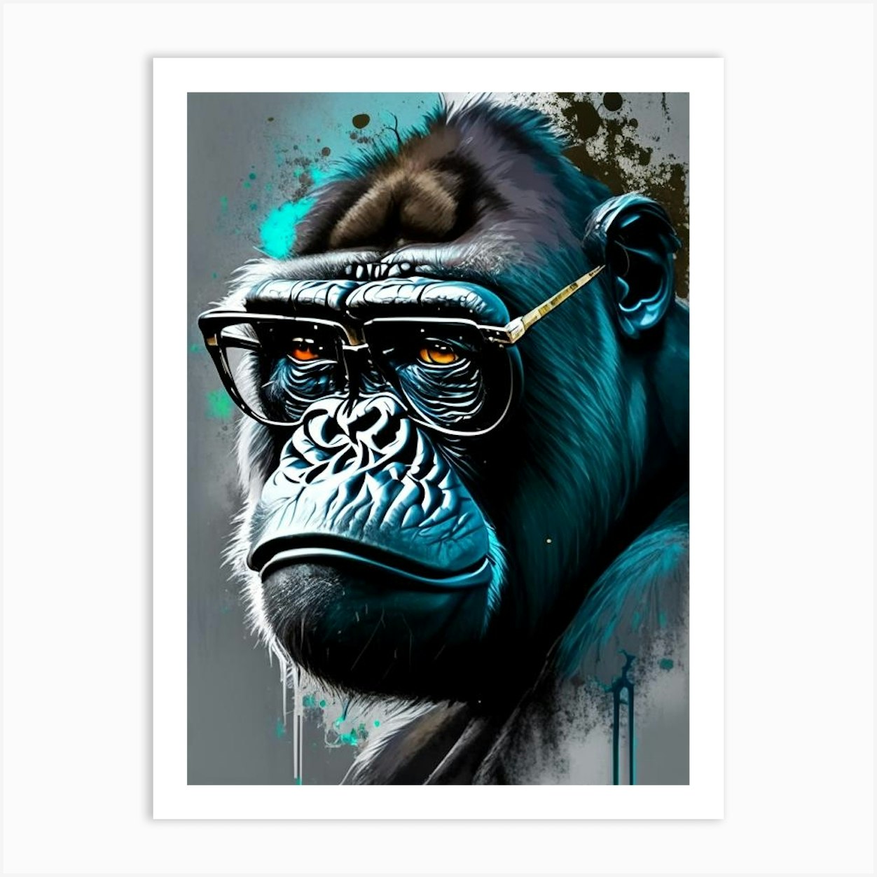 Gorilla In Glasses Gorillas Graffiti Style 1 Art Print by Primate ...