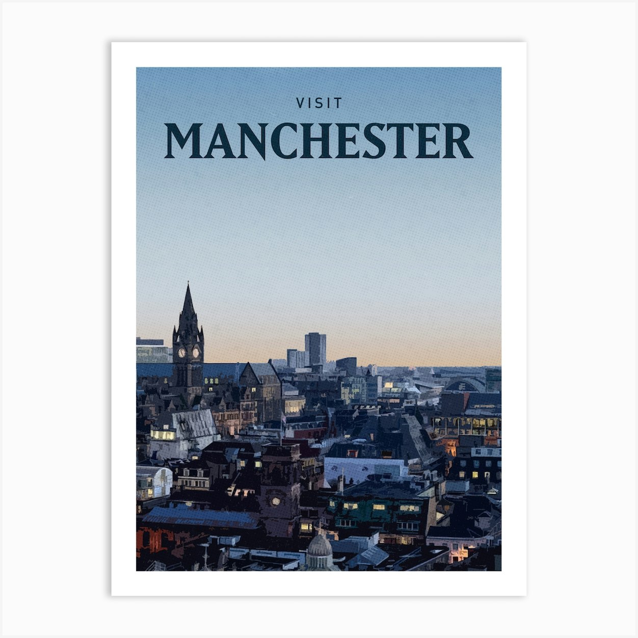 Manchester City Skyline Art Print by Mercury Club Fy