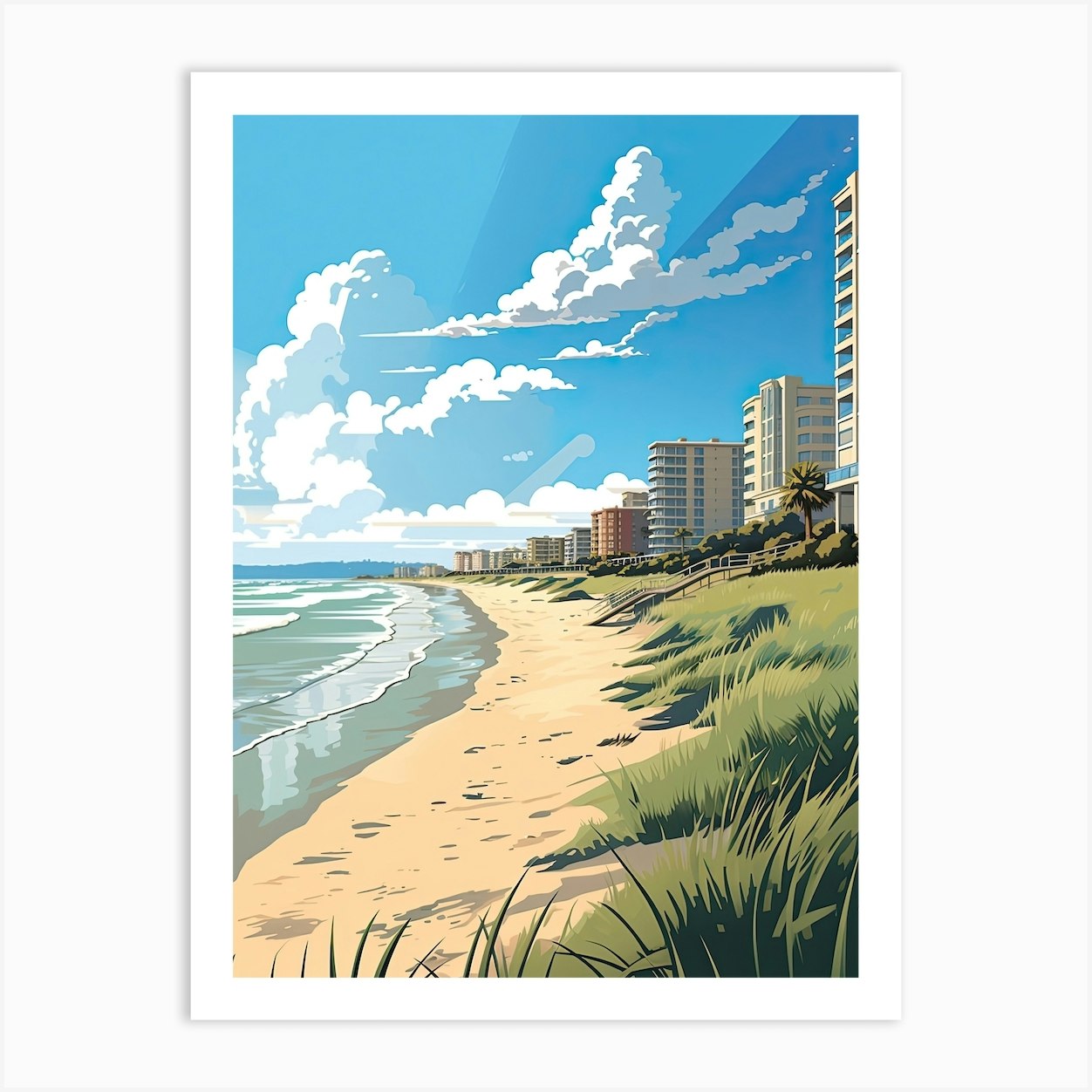 Myrtle Beach South Carolina, Usa, Flat Illustration 3 Art Print by