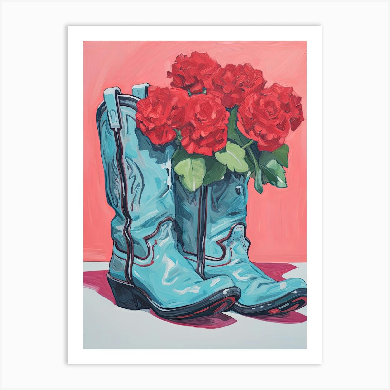 Red rose cowboy store boots