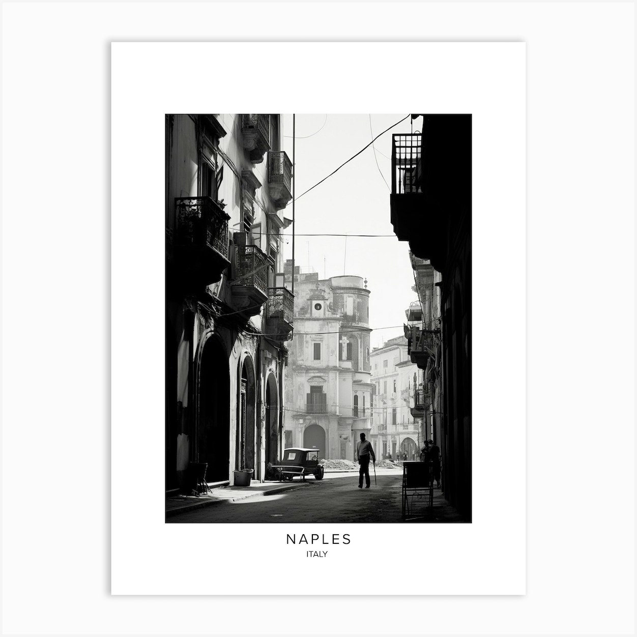 Poster Of Naples Italy Black And White Analogue Photography 3 Art