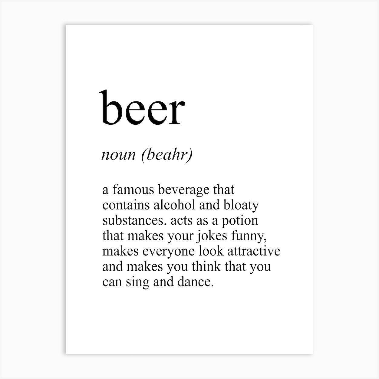 Beer Definition Meaning Art Print by Pixy Paper Fy