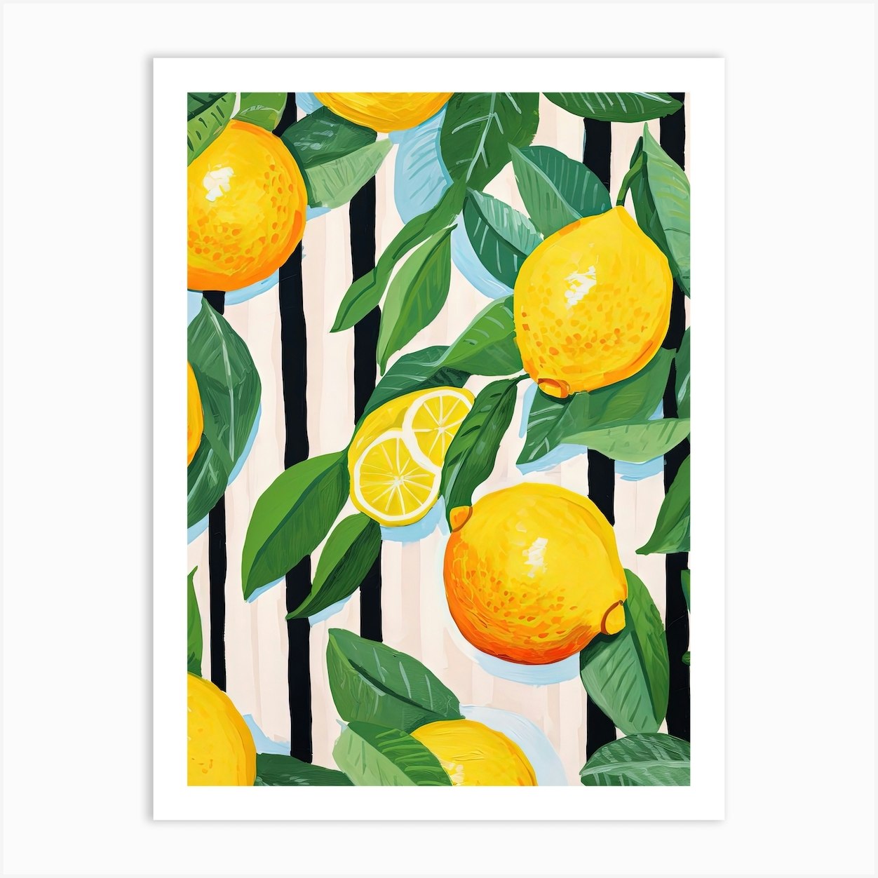 Lemons Fruit Summer Illustration 3 Art Print by Dreamy Seasons Art - Fy