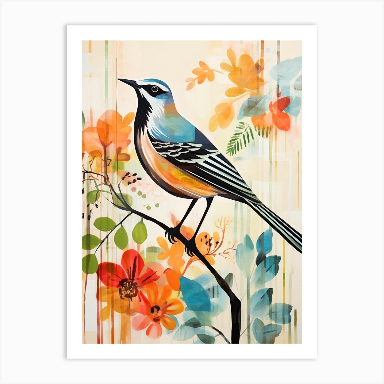 Bathing Mockingbird good Canvas Wall Art