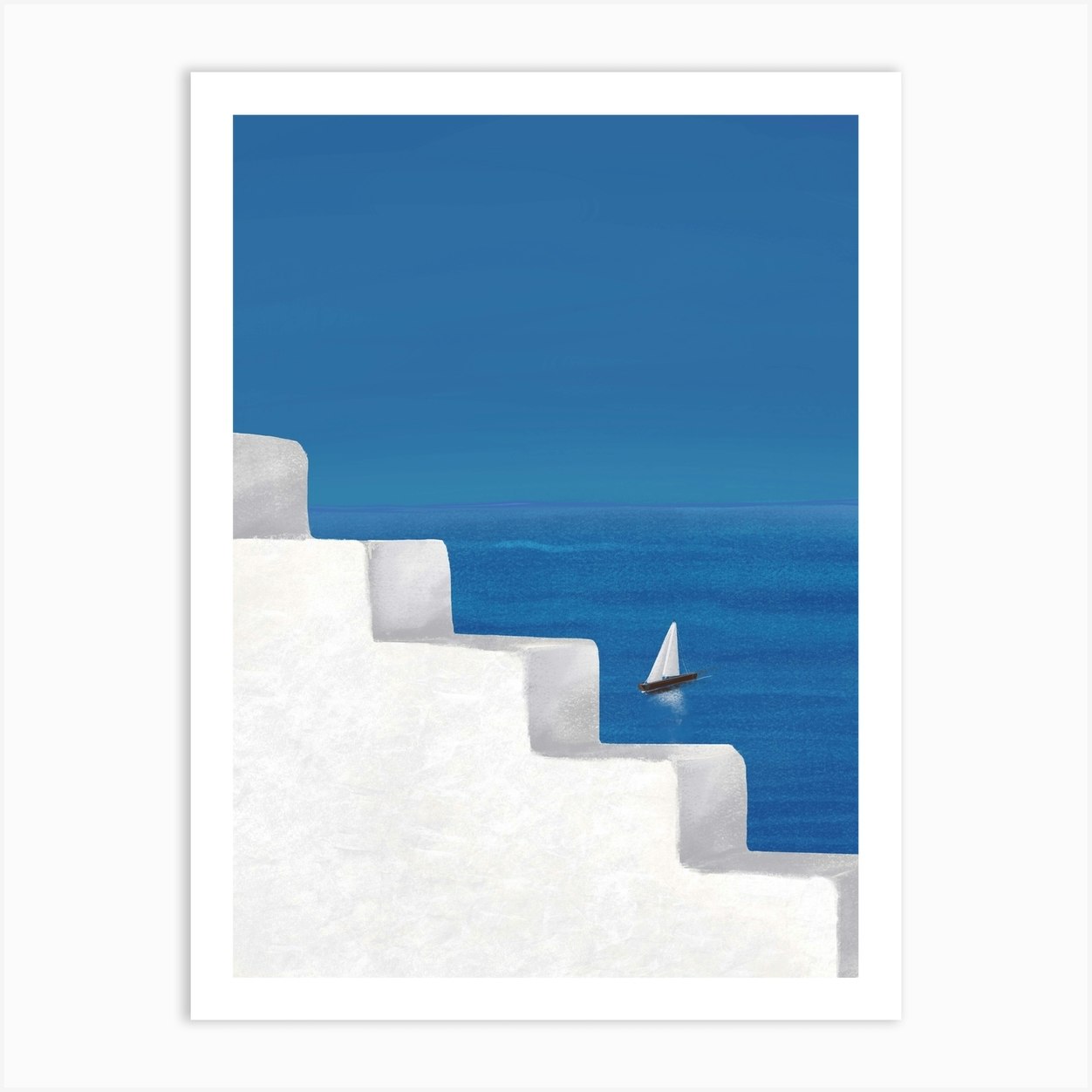 Sail Away Santorini Art Print by Cosmic Soup Fy