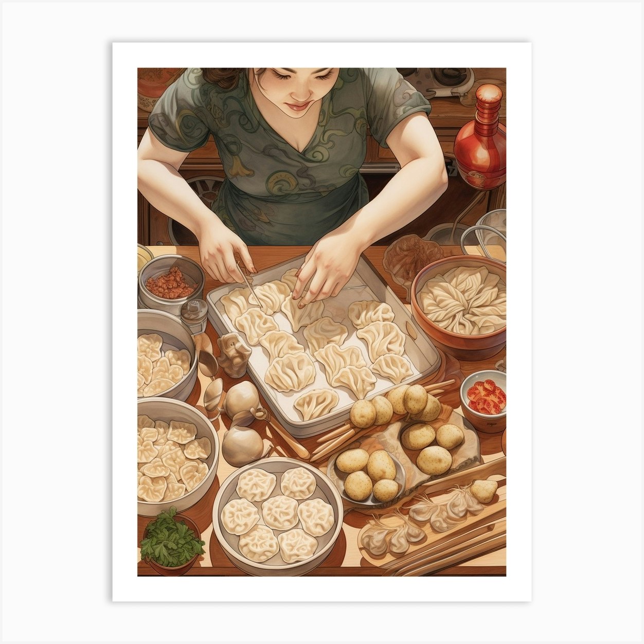 Dumpling Making Chinese New Year 5 Art Print By Chinese New Year Art Dumpling Making Chinese New Year 5 Art Print By Chinese New Year Art
