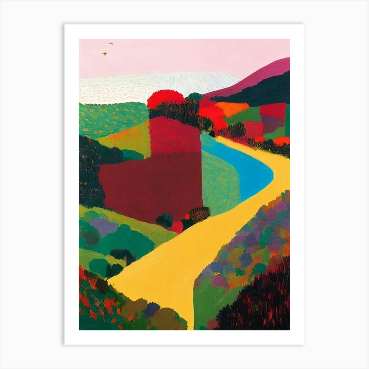 Lake District National Park United Kingdom Abstract Colourful Art Print 