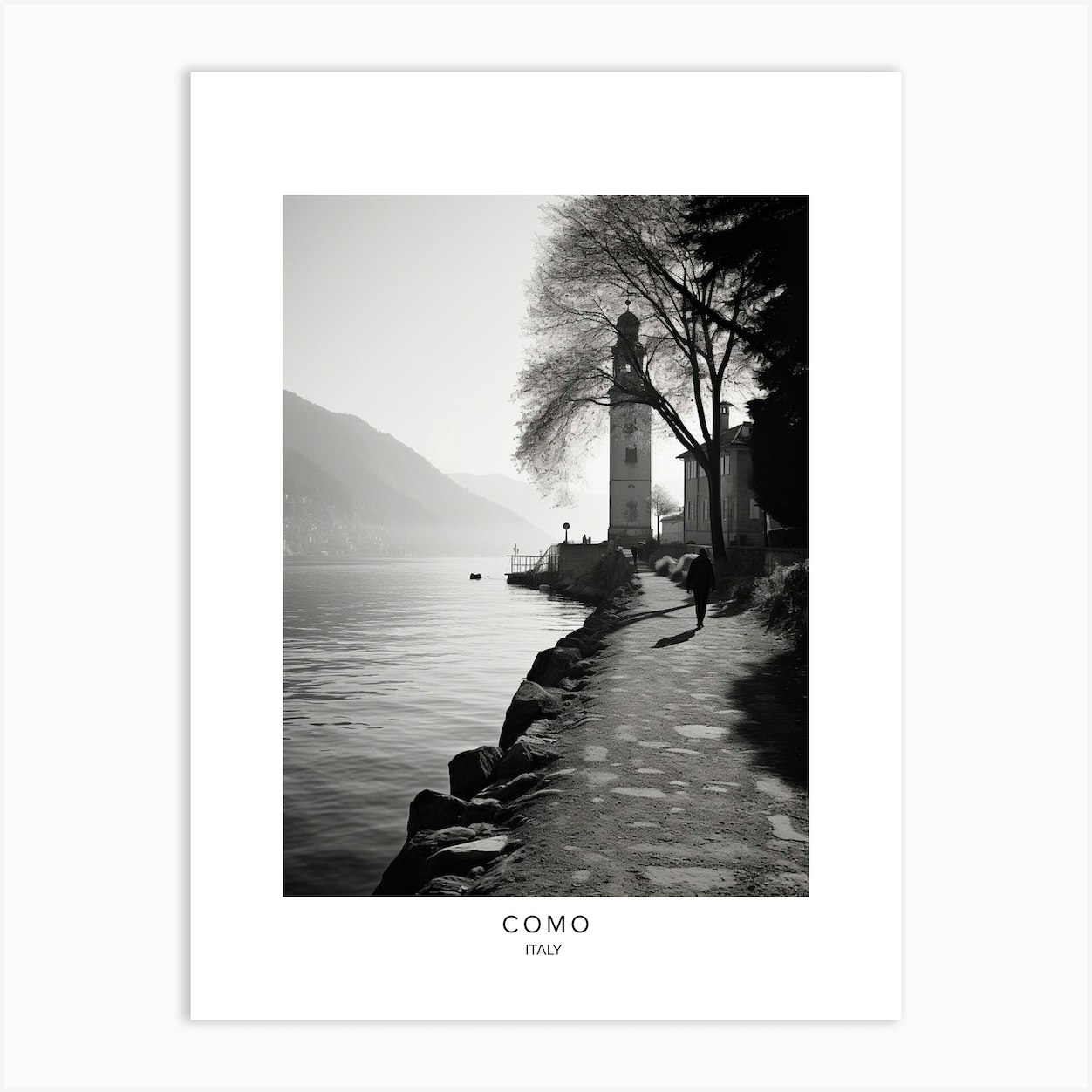 Poster Of Como Italy Black And White Analogue Photography 3 Art Print