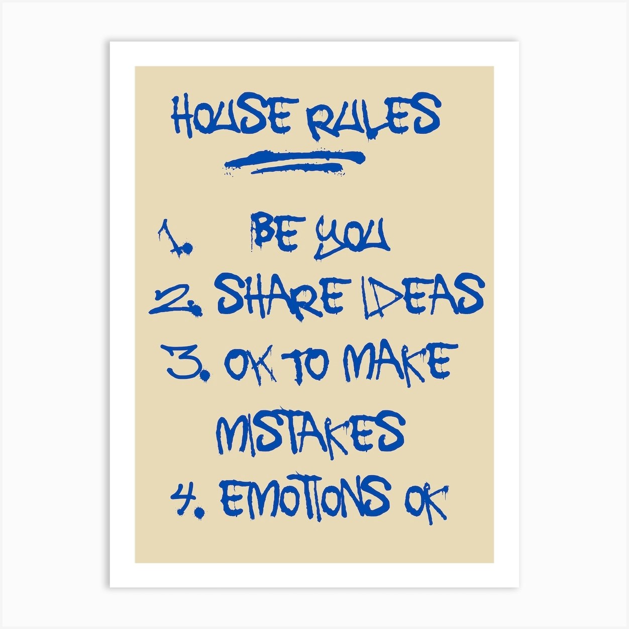 House Rules Art Print by edsonramosart Fy