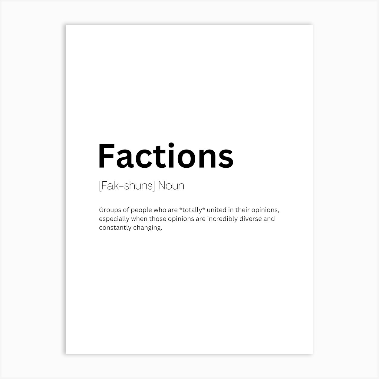 Factions Definition Meaning Art Print by Kaigozen - Fy
