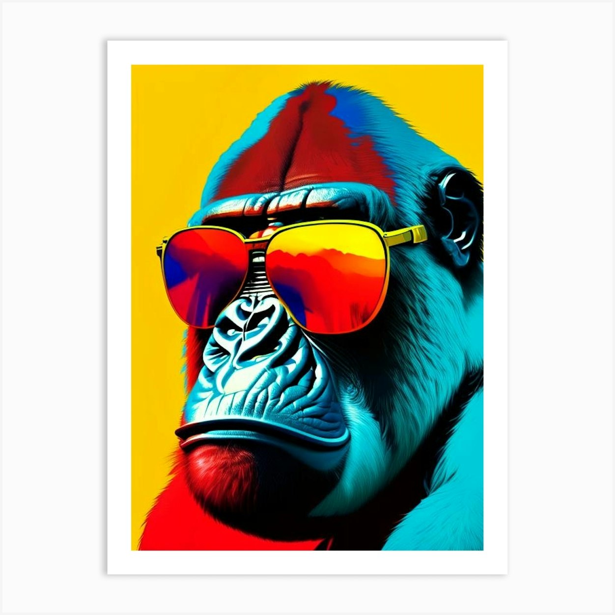 Gorilla With Sunglasses Gorillas Primary Colours 1 Art Print by Primate ...