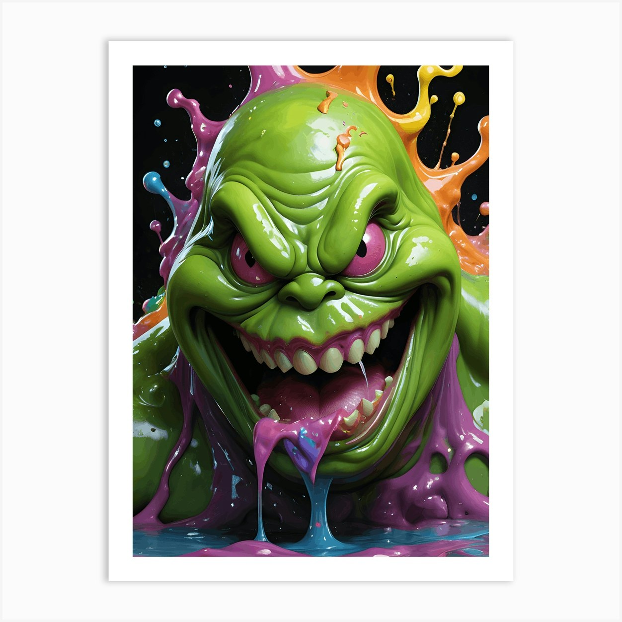 Portrait Of Slimer Slime Monster Ghostbusters Movie Fan Art Poster 3 ...