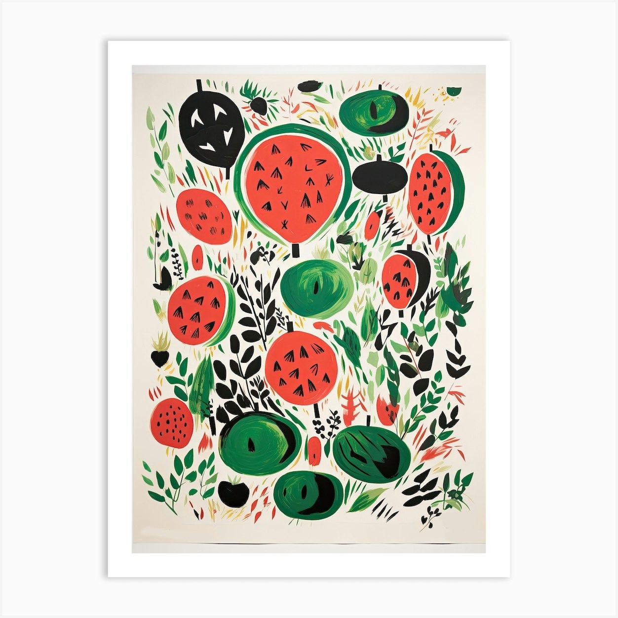 Watermelon Fruit Drawing 4 Art Print by Colourful Harvest - Fy