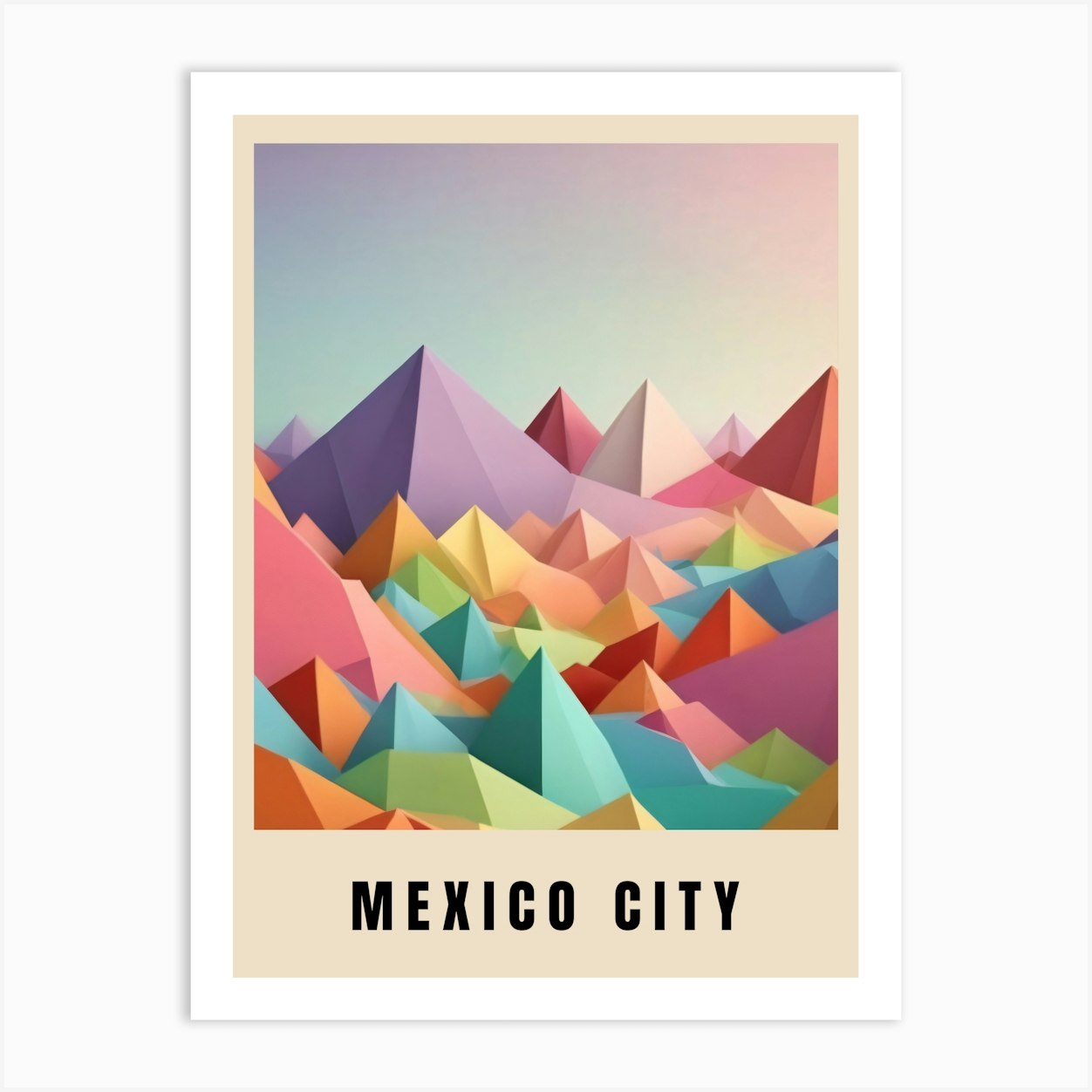 Mexico City Travel Poster Low Poly (19) Art Print by 1xMerch Fy
