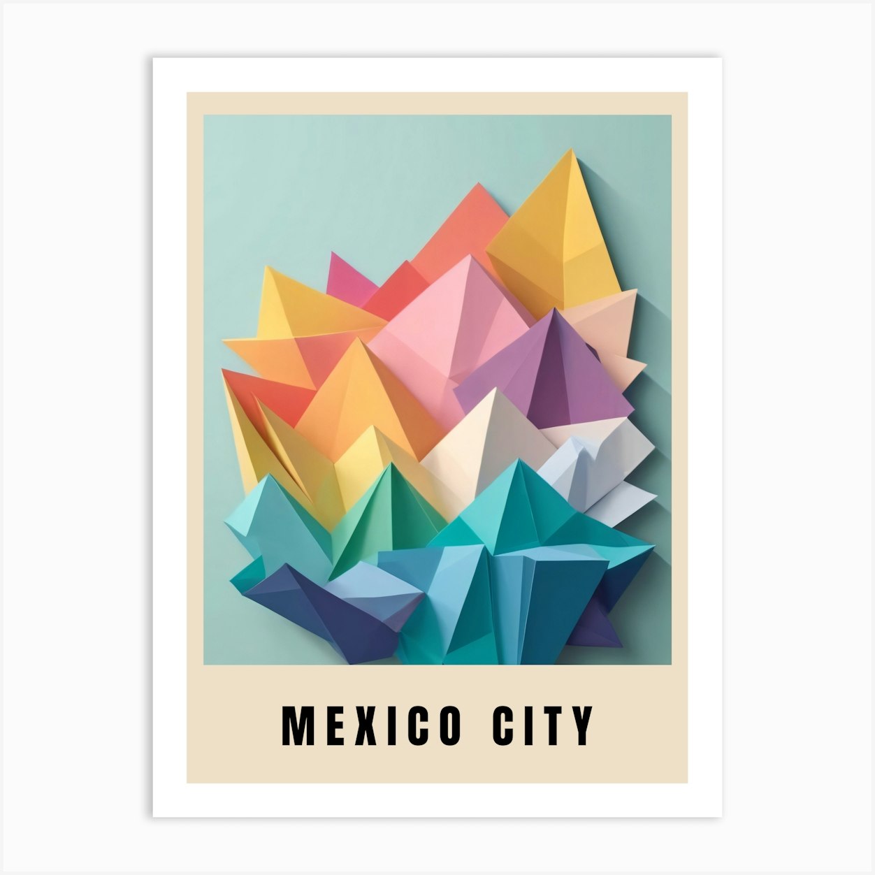 Mexico City Travel Poster Low Poly (15) Art Print by 1xMerch Fy