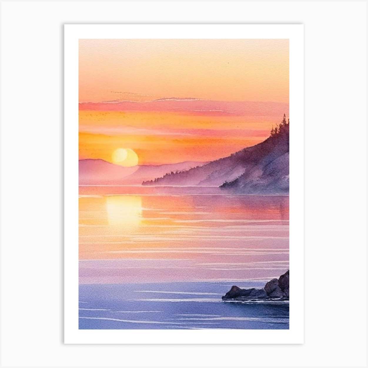 Lake Baikal Watercolour 2 Art Print by Breathtaking Sunsets And ...