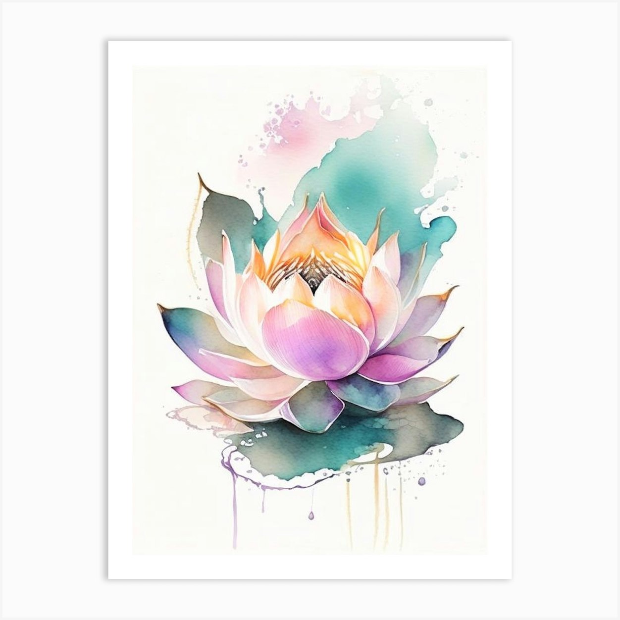 Lotus Flower, Buddhist Symbol Watercolour 5 Art Print by The Artsy ...