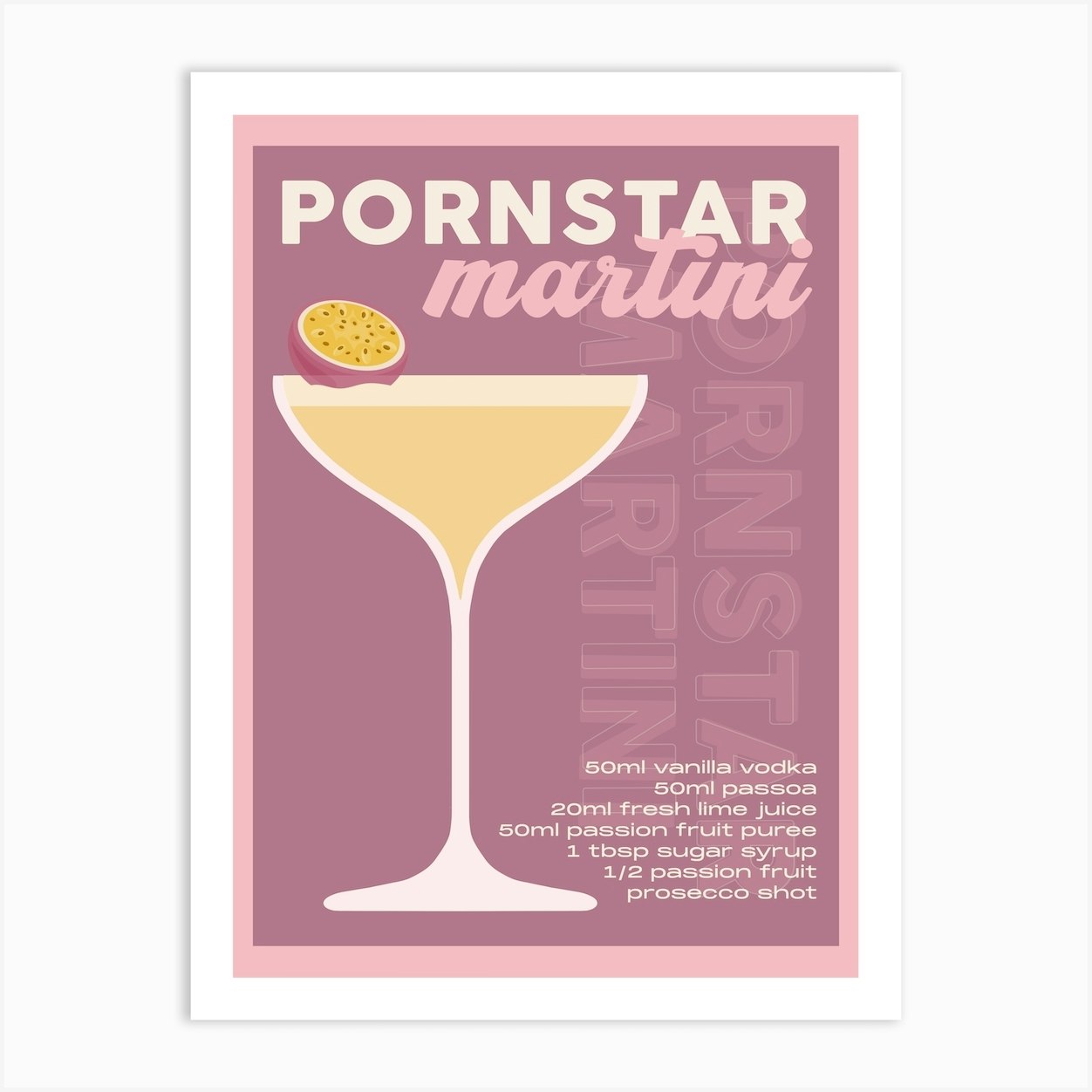 Burgundy Pornstar Martini Cocktail Art Print By Alaina Creates Fy