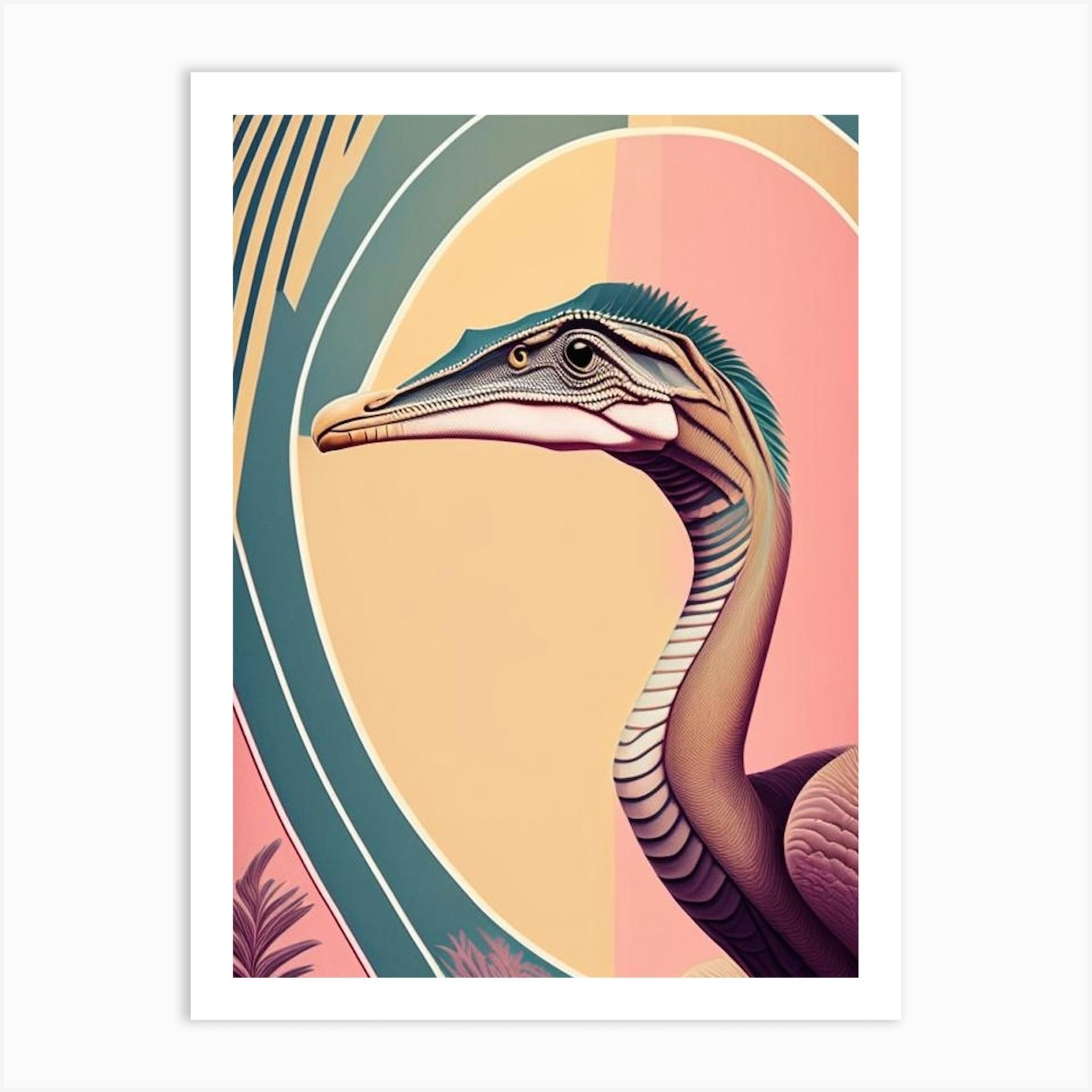 Compsognathus Pastel Dinosaur Art Print by Roarsome Art - Fy