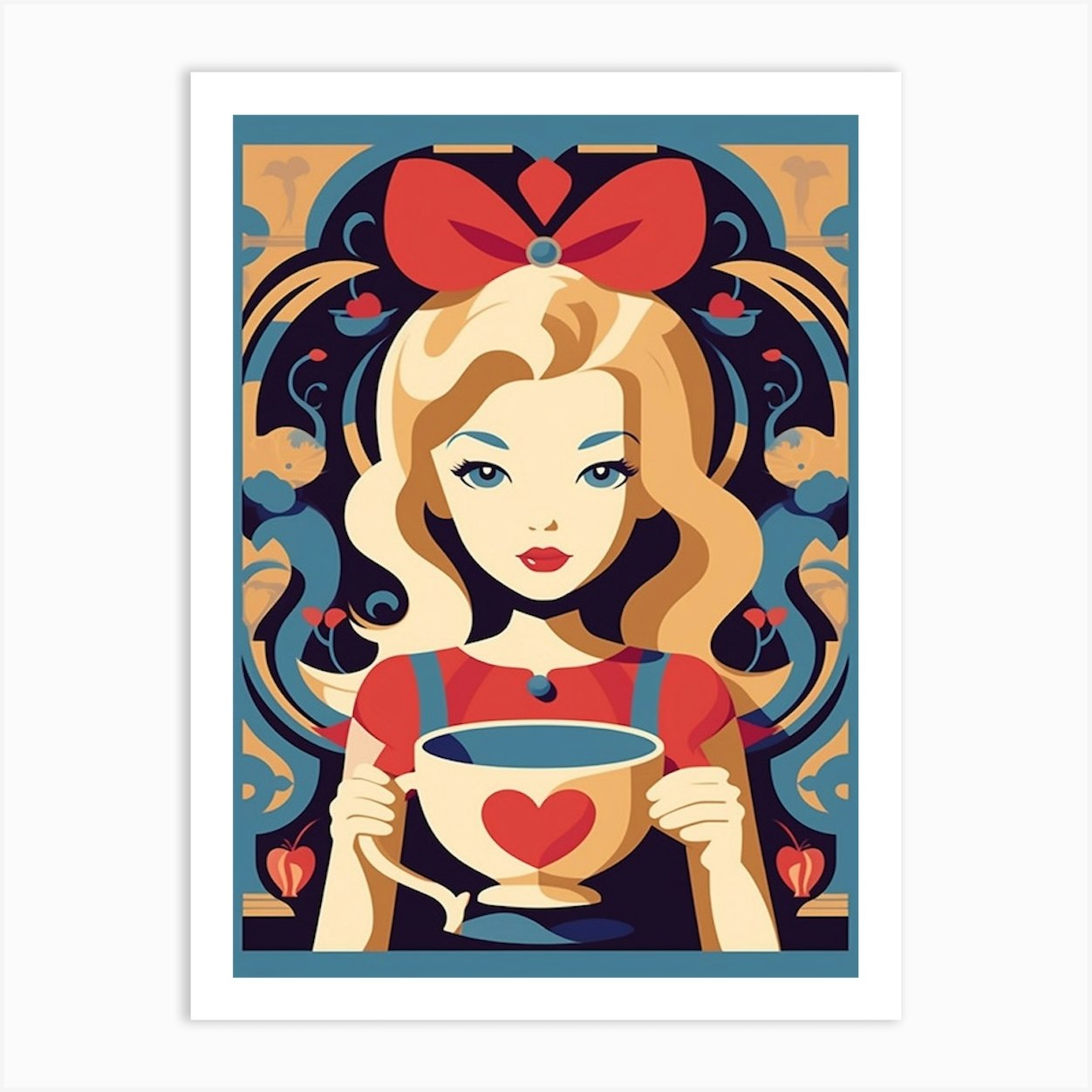 Alice In Wonderland Retro Art Print by Print Cult - Fy