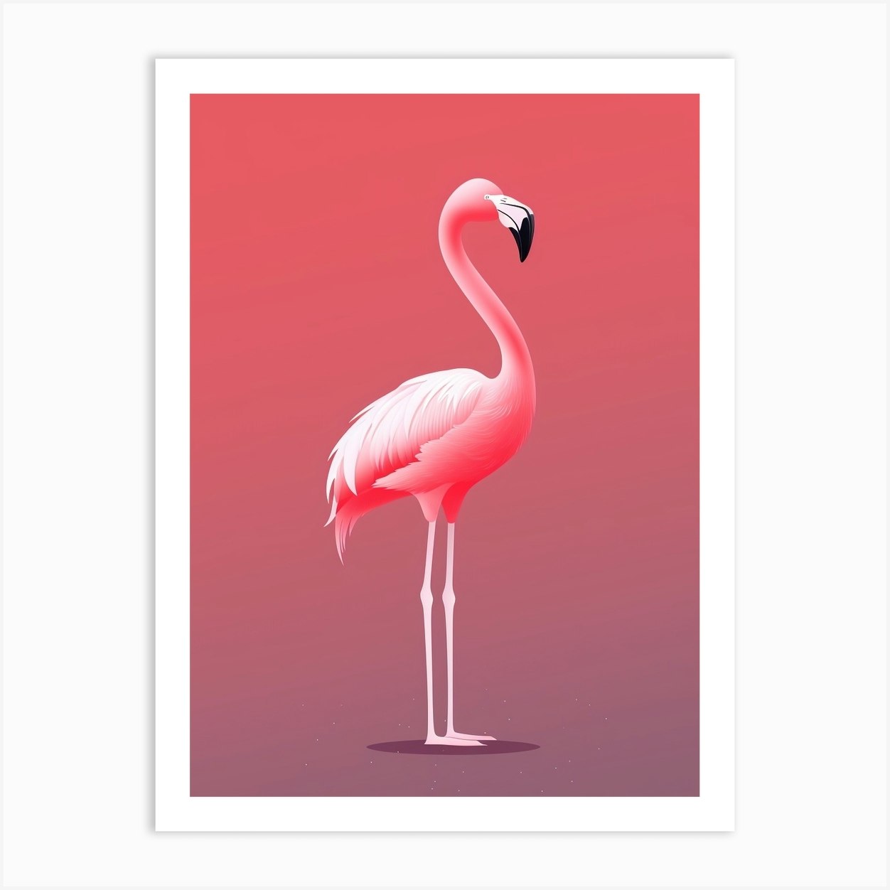 Minimalist Flamingo 2 Illustration Art Print by Feathered Muse - Fy